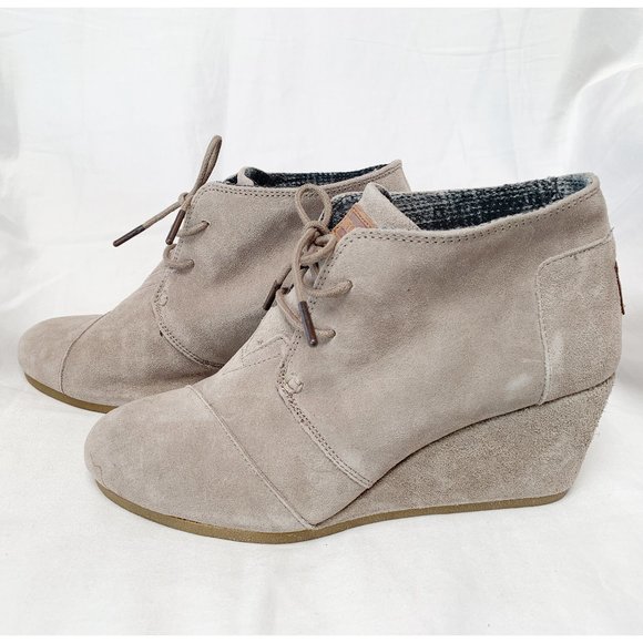 Toms Desert Wedge Suede Bootie - Taupe - Picture 5 of 8